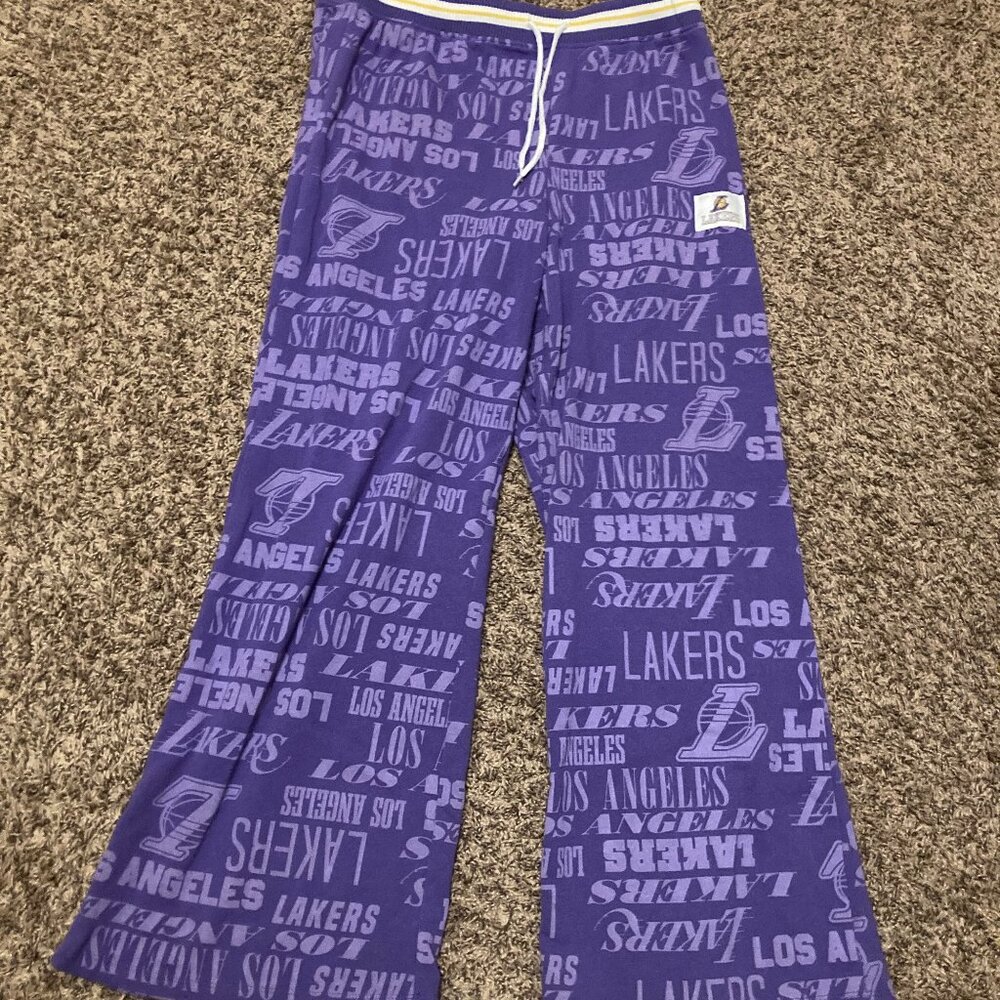 Los Angeles Lakers Purple Sweatpants Large NBA Brand Cotton Blend Drawstring